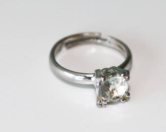 Vintage Sarah Coventry faux diamond solitaire adjustable ring