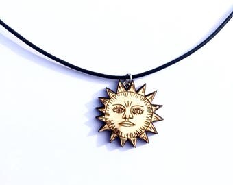 Necklace Sun wood summer feeling