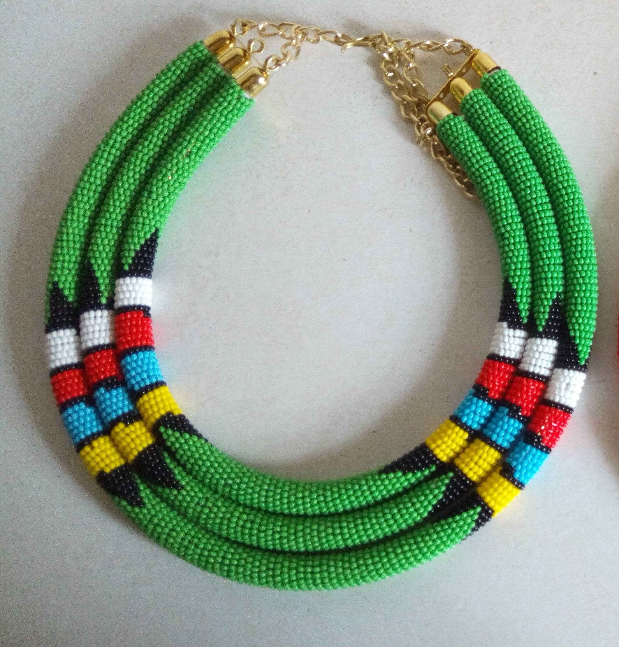 Maasai necklace Zulu beaded choker beaded necklace African