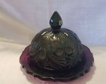 Amethyst butter/candy dish with dome lid