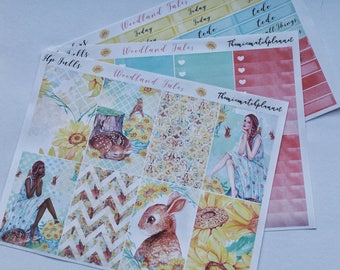 happy planner sticker kit, Woodland Tales,planner stickers, classic happy planner. no white space kit.custom kit,glitter,washi,autumn