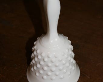 ON SALE Thru Sept. 1 /Fenton Hobnail Milk Glass Bell / Vintage Milk Glass / Milk Glass Collectable
