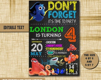 Boy Finding dory Invitation,Finding dory Birthday,Finding dory Birthday Invitation,Finding dory PDF editable text,Finding dory invite