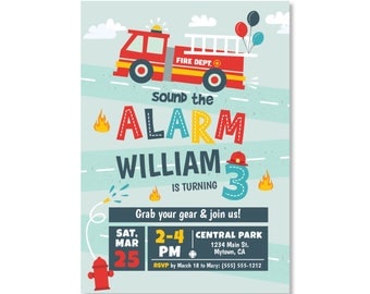 Printed Invitations - Fire Truck