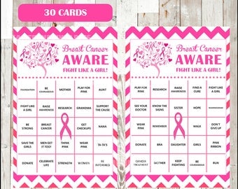 50% OFF Breast Cancer Awareness Month Bingo Cards - Printable Pink Ribbon Event Activity - 30 different Cards - Instant Download