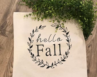 Hello Fall pillow cover- Hello Fall- 18x18 pillow cover- fall decor