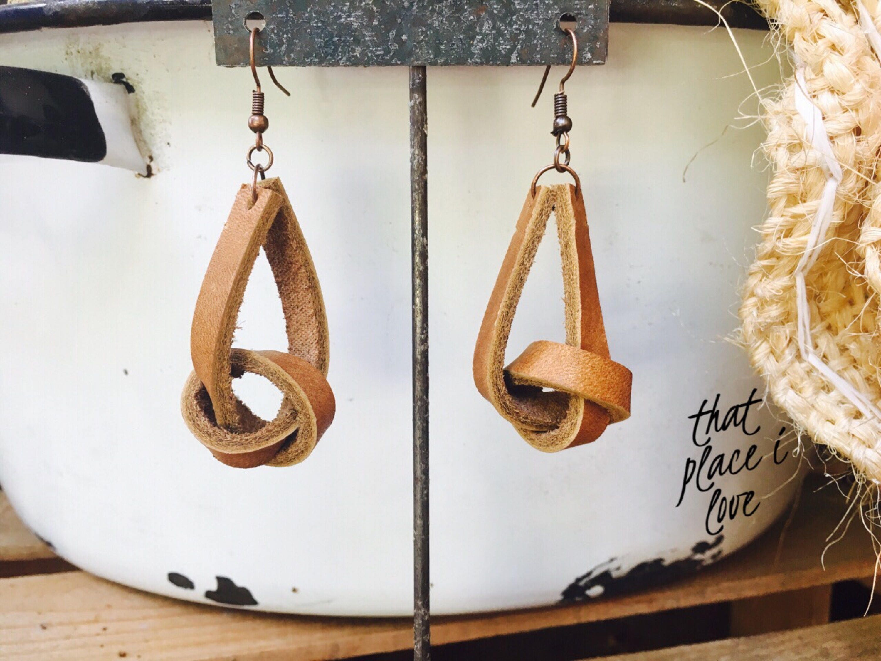 Leather Knot Earrings / Leather Earrings / Knot Earrings