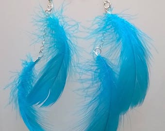 Turquoise feather earrings