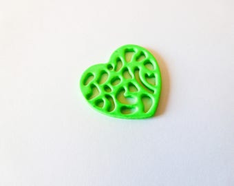 3 heart charms 16 * 18mm Green neon 16 * 18mm (SFBC02)