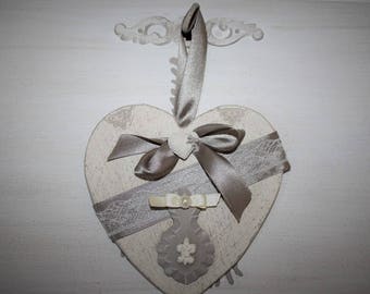 Scented and decorated hanging wooden heart
