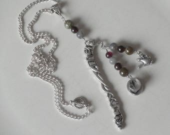 Pendant Yola Labradorite garnet red and green