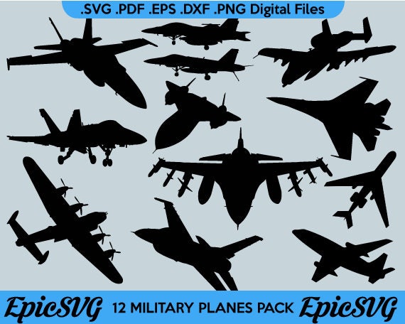 Download 12 Military Planes .SVG .PDF .EPS .dxf .png clipart Vector