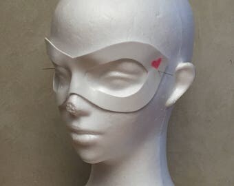 White Harley Quinn Mask with Pink Heart