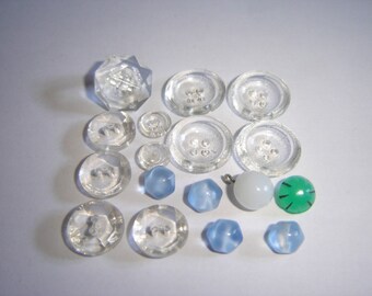 17 VINTAGE GLASS BUTTONS