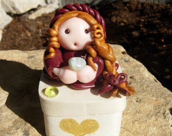 Fairy figurine teeth box- Princess figurine - Treasure and jewelry fairy box - Girl bedroom decoration - Gift baby birthday- Fairy princess