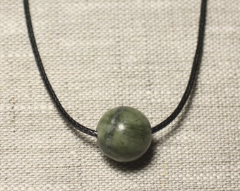 Collier Pendentif Avec Boule D'aventurine Verte 14mm - Pierre Semi-précieuse, Fait Main, France