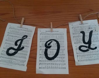 JOY Shabby Chic Vintage Hymnal Wall Hanging