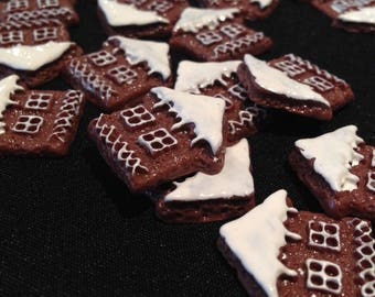 Sold by 2: gingerbread house shaped Cabochon.