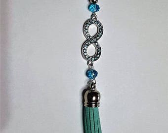 Turquoise blue bag/Keychain infinity jewelry
