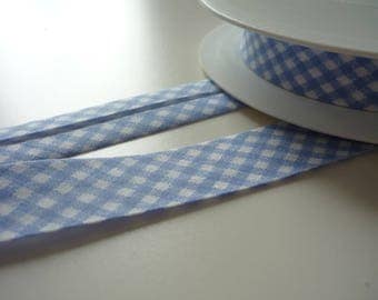 1 m light blue and white bias tape 20mm