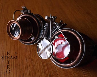 steampunk copper with magnifying glasses learned crazy cyber goggles burning man steampunk accessories