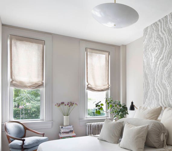 Sheer Linen Relaxed Roman Shade Cordless Custom Widths Custom