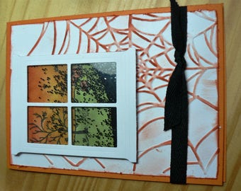 card window with Spider Web Halloween party