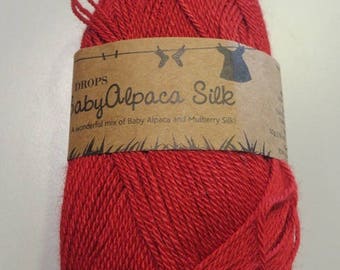 alpaca silk baby yarn painted hand light drops red aqua variegated 100g