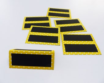 6 mark up yellow chalkboard easel with white dots