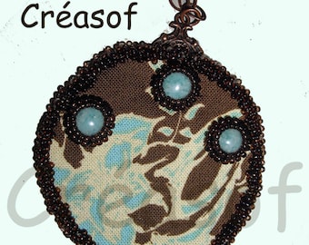 Embroidered textile necklace "Amarella"