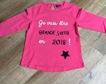 Vêtement Fratrie Cadeau T-shirt Grande Soeur Pour Annonce Grossesse - 100% Coton - Coupe Classique - Cadeau Naissance 2024 100% Coton Confortable Vêtement Fratrie Cadeau T-shirt Grande Soeur Pour Annonce Grossesse - 100% Coton - Coupe Classique - Cadeau Naissance 2024 100% Coton Confortable