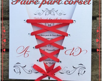 Red and black corset announcements