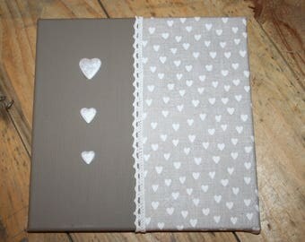 table taupe and white and her hearts lace