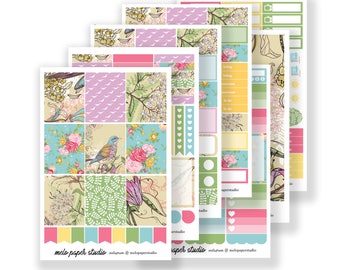 Bird in my Garden / Planner Sticker Kit / Erin Condren / Modern / Photography / Functional / Flowers / Floral / Romantic / Pastel / Nature