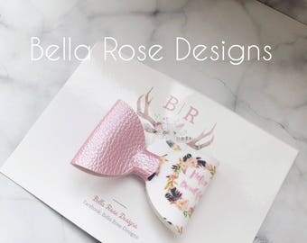 Hair bow pink pearl