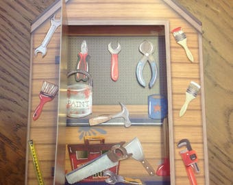 Card 3D "birdhouse tools" - for any occasion - handmade