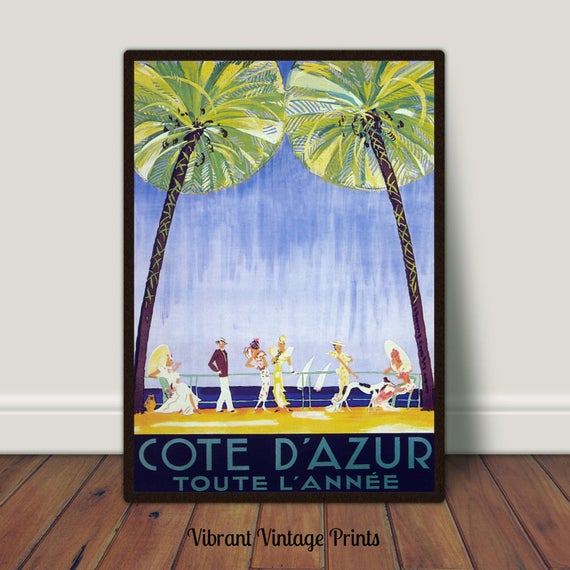 Cote d' Azur France Print French Riviera Palm Trees