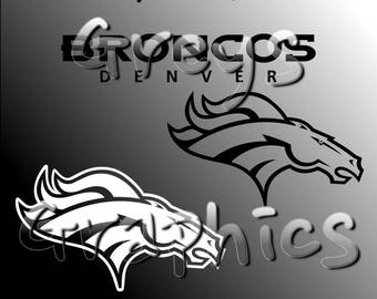 Denver Broncos Primary Logo with Logotype Single Color - SVG - DXF - EPS - Vectors