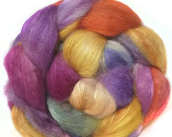 BABY CAMEL SILK handdyed luxury roving top spinning fiber 3.4 oz