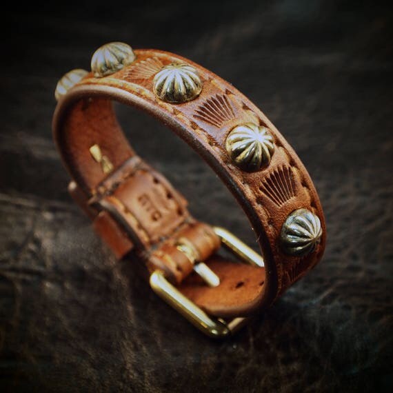 Leather bracelet cuff Brown Lean and Sexy Cowboy western style made for YOU in Brooklyn NYC!