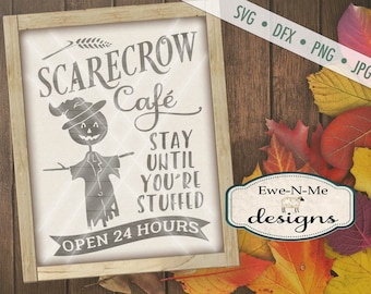 Fall SVG Cut File - Scarecrow SVG - Scarecrow Cafe Cut File - Autumn svg - Halloween svg - Commercial Use svg, dfx, png, jpg files