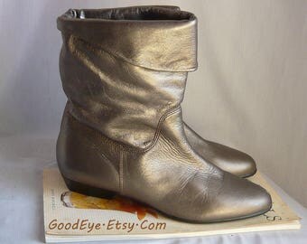 Vintage Fur Trim Wedge Ankle Boots (EU 41 US 9 UK 7)