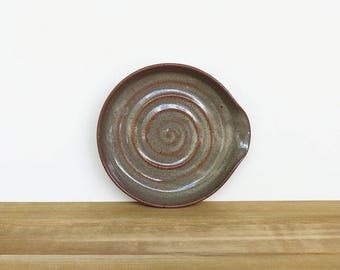 Stoneware Ceramic Spoon Rest in Fog Glaze