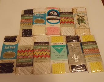 11 RICK RACK packages Vintage, Assorted Colors, Sew Supply, Crafting, Vintage Supply Children Sewing ScrapbookingDestash