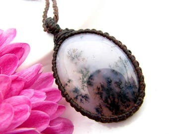 Purple Sage Agate Necklace / Agate Necklace / Macrame jewelry / Chalcedony / Amethyst sage / Stone jewelry / Healing crystals and gemstones