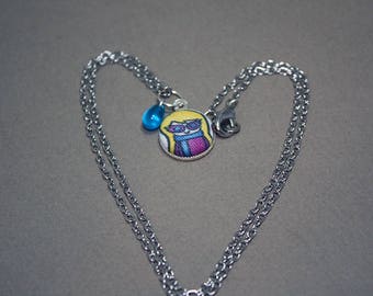 Luna Lovegood Pendant Necklace - Harry Potter Doodle - Fabric Covered Button