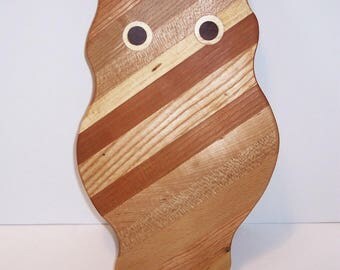 Reduced Price ..OWL Cutting Board Handcrafted from Mixed Hardwoods