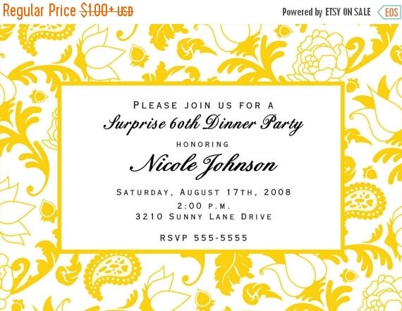 SALE Yellow flower and paisley invitations for any occasion Il_570xn