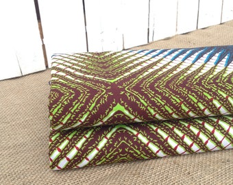Green Navy Red African wax print, African batik fabric, African print, African wax print, Geometric, African fabric, BY THE YARD 100% cotton