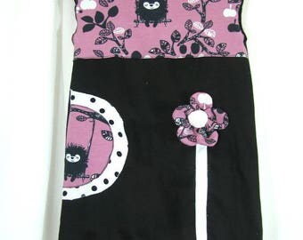 Black and purple Iris and embossed flower dress